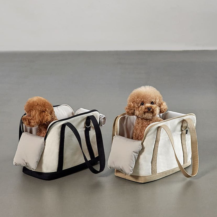 Canvas Carry Pet Carrier (Beige, Black)