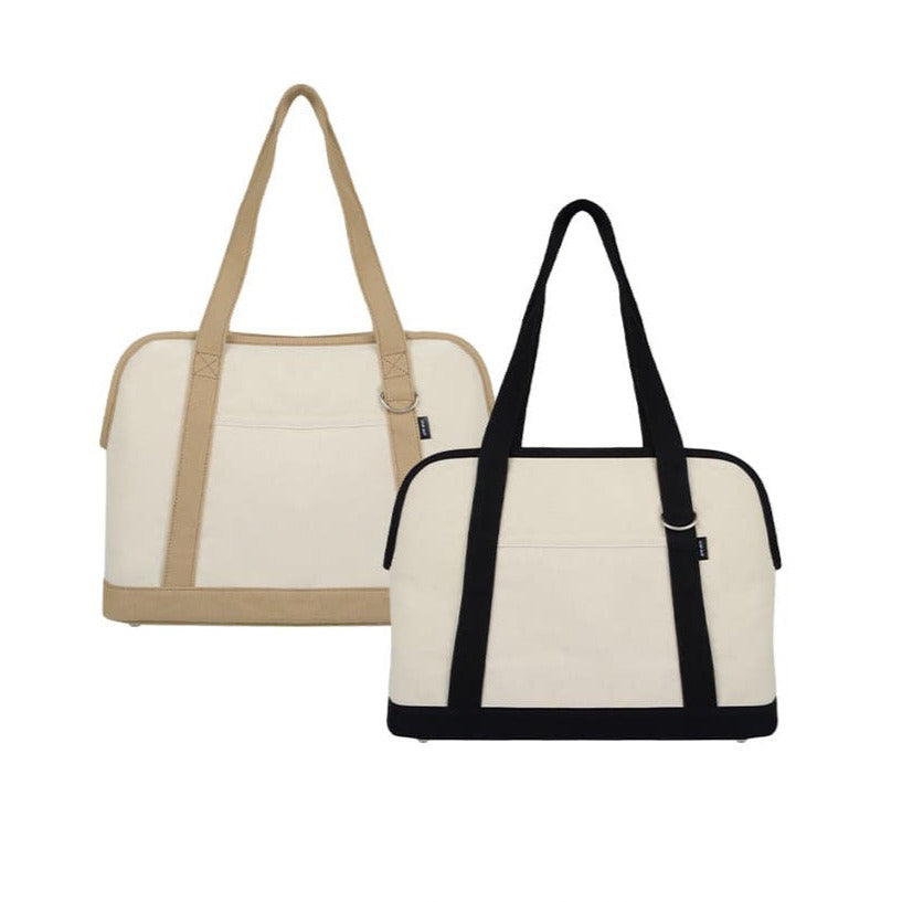 Canvas Carry Pet Carrier (Beige, Black)